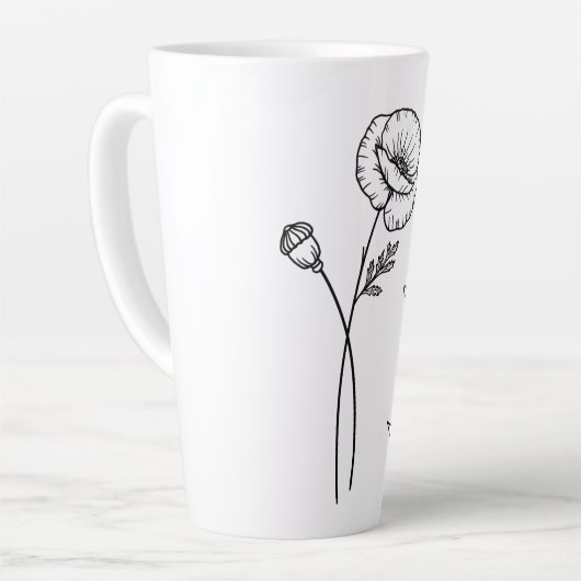 Elegante scriptnaam Poppy August Geboorte Bloem Latte Mok (Linkerhoek)