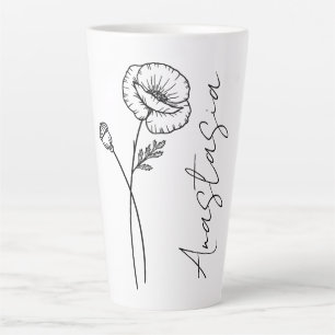 Elegante scriptnaam Poppy August Geboorte Bloem Latte Mok
