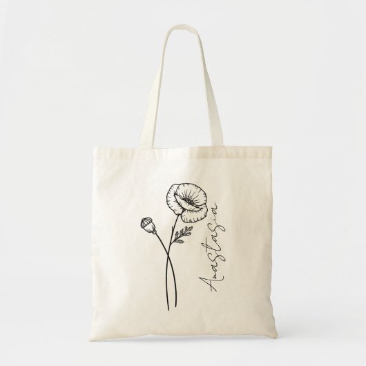 Elegante scriptnaam Poppy August Geboorte Bloem Tote Bag (Voorkant)