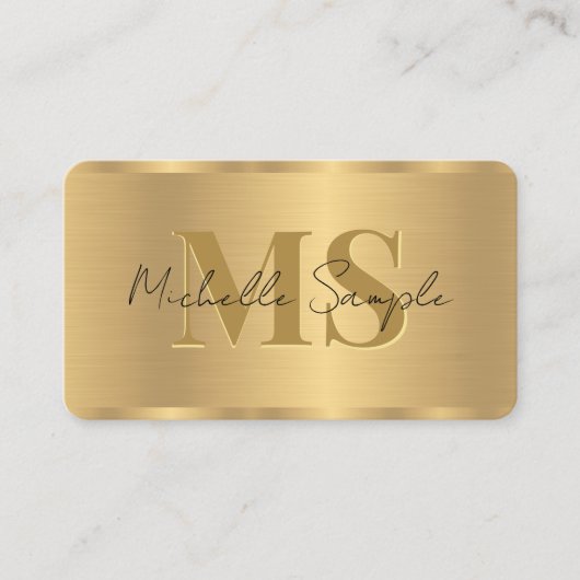 Elegante scriptnaam QR Code Sjabloon Gold Monogram Visitekaartje (Voorkant)