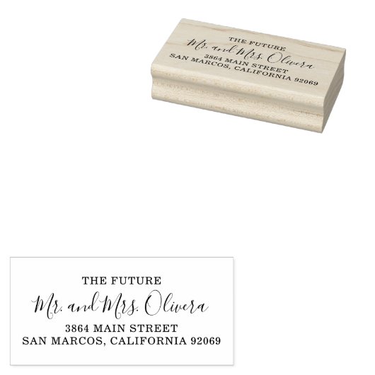 Elegante scriptnaam retouradres bruiloft rubberstempel (Gestempeld)