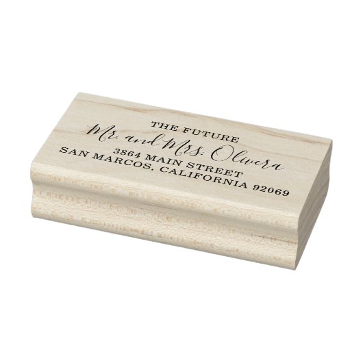 Elegante scriptnaam retouradres bruiloft rubberstempel (Stempel)