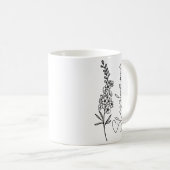 Elegante scriptnaam ridderspoor juli geboortemaand koffiemok (Voorkant rechts)