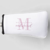 Elegante scriptnaam Roze monogram Golfheadcover (Voorkant)