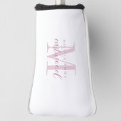 Elegante scriptnaam Roze monogram Golfheadcover (Draai 90)