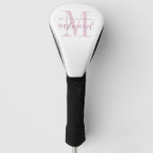 Elegante scriptnaam roze monogram  golfheadcover (Voorkant)