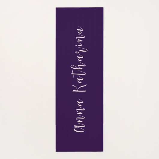 Elegante scriptnaam Solid Deep Violet Yogamat (Achterkant)
