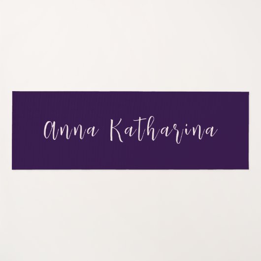 Elegante scriptnaam Solid Deep Violet Yogamat (Voorkant (horizontaal))