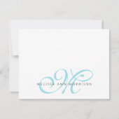Elegante scriptnaam Teal monogram Notitiekaartje (Voorkant)