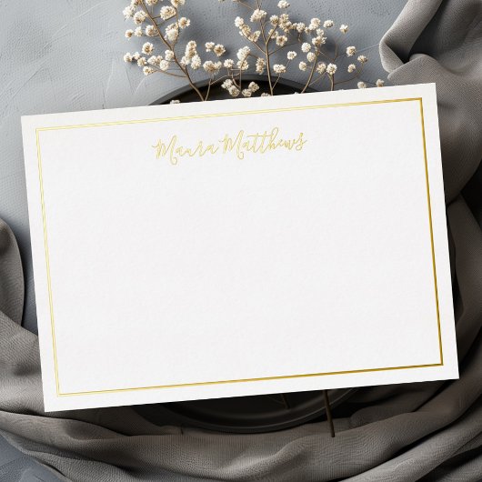 Elegante scriptnaam zilver goud folie notitiekaart