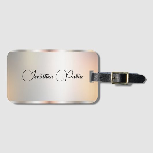Elegante scriptnaam zilver sjabloon typografie bagagelabel (Voorkant (horizontaal))
