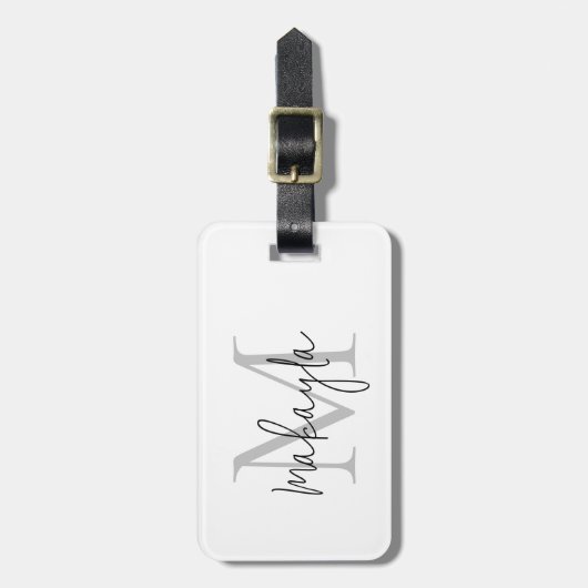 Elegante scriptnaammonogram bagagelabel (Voorkant verticaal)