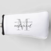 Elegante scriptnaammonogram golfheadcover (Voorkant)