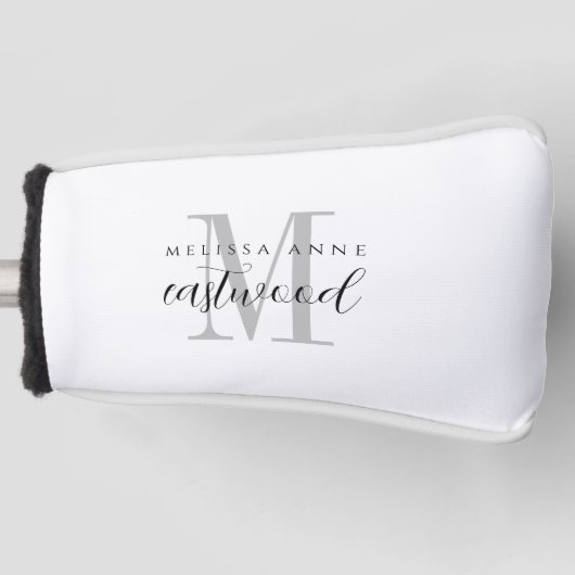 Elegante scriptnaammonogram golfheadcover (Voorkant)