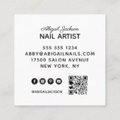 Elegante scriptnagels op naam QR-code Zwart & Wit Vierkante Visitekaartje (Achterkant)