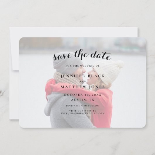 Elegante scriptnamen Sla de datumfotokaart op Save The Date (Achterkant)