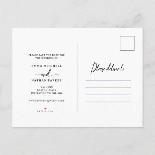 Elegante scriptoverlay | Foto De datum opslaan Aankondigingskaart (Achterkant)