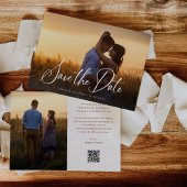 Elegante scriptoverlay | Twee foto- en QR-code Save The Date