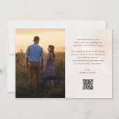 Elegante scriptoverlay | Twee foto- en QR-code Save The Date (Achterkant)
