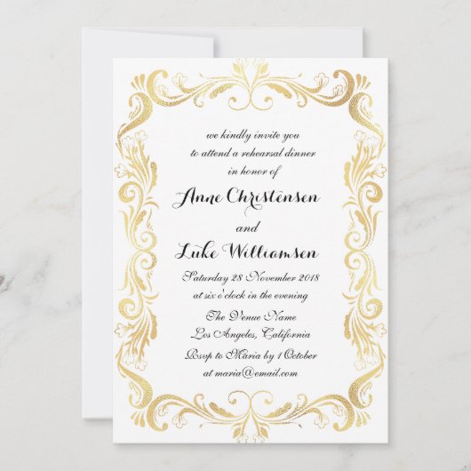 elegante scriptrepetitie uitnodiging voor diner (Voorkant)