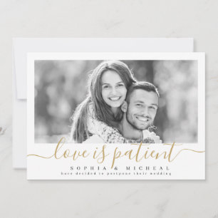 Elegante scripttekst 'liefde is geduldig' foto uit kaart
