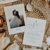 Elegante scripttypografie Blauwe bruiloft Bedankkaart