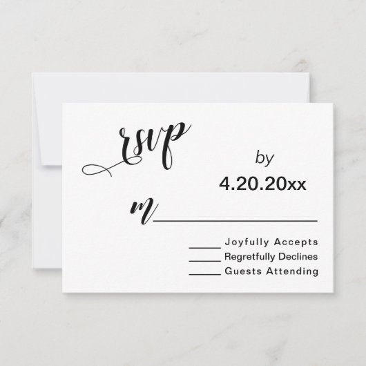 Elegante scripttypografie, minimale trouwerij-RSVP RSVP Kaartje (Voorkant)