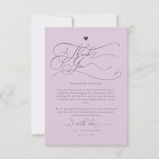 Elegante scripttypografie Plum Wedding Bedankkaart (Voorkant)