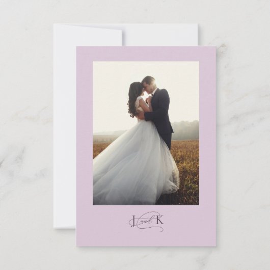 Elegante scripttypografie Plum Wedding Bedankkaart (Achterkant)