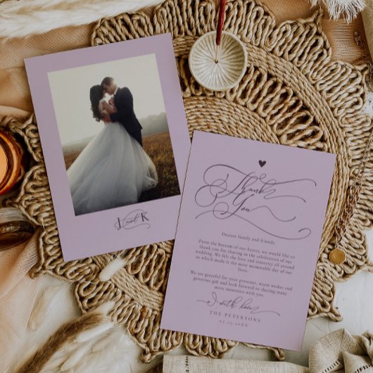 Elegante scripttypografie Plum Wedding Bedankkaart