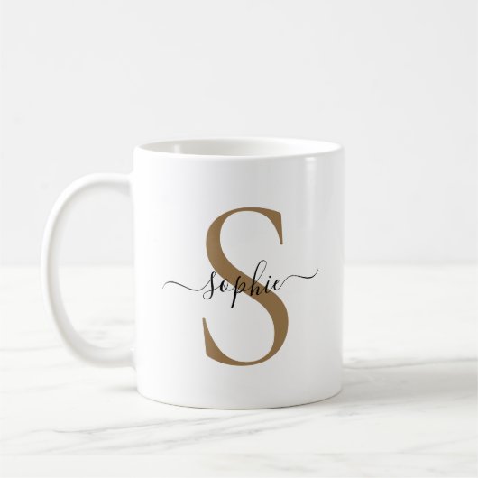 Elegante scriptuur aangepaste naam gepersonaliseer koffiemok (Links)