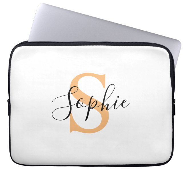 Elegante scriptuur aangepaste naam gepersonaliseer laptop sleeve (Voorkant)