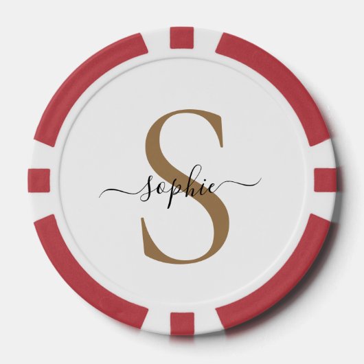 Elegante scriptuur aangepaste naam gepersonaliseer poker chips (Voorkant)