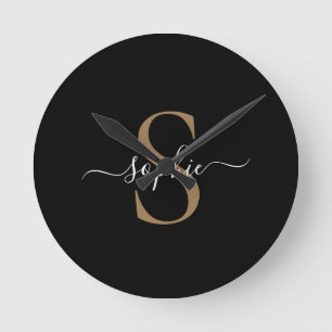 Elegante scriptuur aangepaste naam gepersonaliseer ronde klok