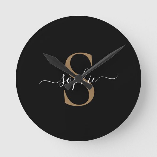 Elegante scriptuur aangepaste naam gepersonaliseer ronde klok (Voorkant)