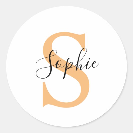 Elegante scriptuur aangepaste naam gepersonaliseer ronde sticker (Voorkant)