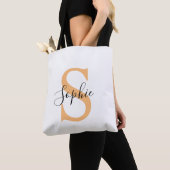 Elegante scriptuur aangepaste naam gepersonaliseer tote bag (Dichtbij)