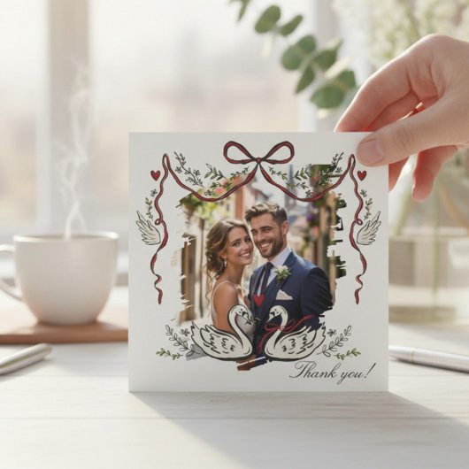 Elegante Scriptuur Huwelijksfoto Bedankt