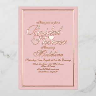 Elegante Scriptuur Rand Hart Bruidsdouche   Folie Uitnodiging