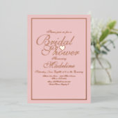 Elegante Scriptuur Rand Hart Bruidsdouche   Folie Uitnodiging (Staand Voorkant)