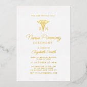 Elegante scriptverpleegster pinning ceremonie folie uitnodiging (Voorkant)