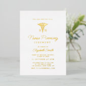 Elegante scriptverpleegster pinning ceremonie folie uitnodiging (Staand Voorkant)