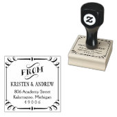 Elegante scroll ingelijst van retouradres rubberstempel (Gestempeld)