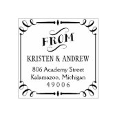 Elegante scroll ingelijst van retouradres rubberstempel (Afrduk)