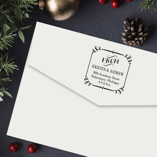 Elegante scroll ingelijst van retouradres  zelfinktende stempel