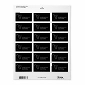 Elegante Scroll Monogram W in Grijs & Zwart Adres Etiket (Full Sheet)