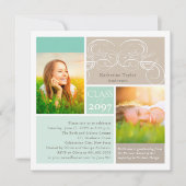 Elegante Scrolls Mint Twee Foto Afstudeerfeest Kaart (Voorkant)