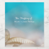 Elegante Sea Shells Blue Tropical Beach Wijnlabels Wijn Etiket (Enkel label)