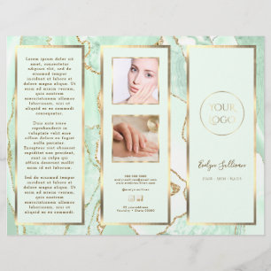Elegante Seafoam Green en Gold Agaat Brochure
