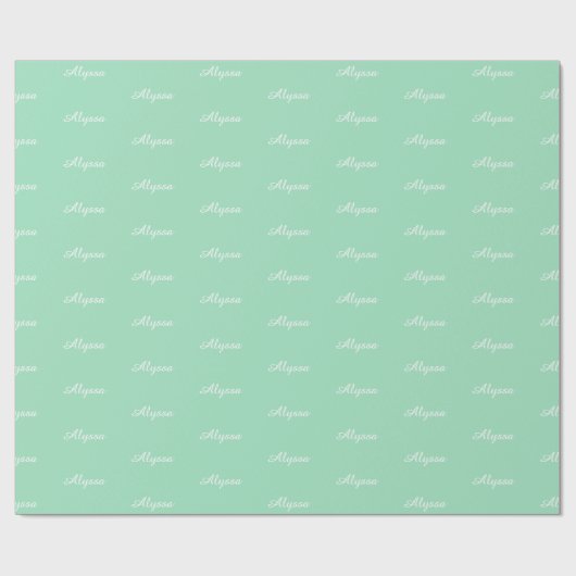 Elegante Seafoam groene aangepaste scriptnaam teks Cadeaupapier (Vlak)